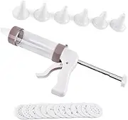 Cookie Press Gun, Professional Biscuit Press Plate,Kitchen DIY Baking Biscuit Cake Churros Making Kit,Cookie Press Gun Kit - Clear Tube with 13 Discs and 6 Icing Tips