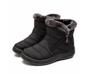 Black Women Fur Lined Snow Ankle Boots