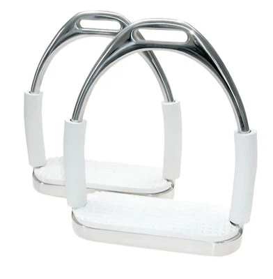 NEW Coronet Fillis Double Jointed Stirrup Irons w/ Pads, 4-3/4", Stainless Steel