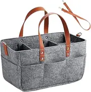 Felt Storage Bins | Portable Large Shopping Basket With Handles - Nursery Storage & Organization for Family Food Travel Outdoor Picnic Foraging