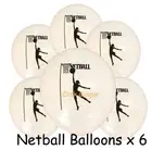 Netball Latex Balloons (x6) Helium Quality White Balloon Girls Sport Decoration