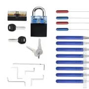 3 in 1 Set Locksmith Tools Practice Transparent Lock Kit with Broken Key Extract