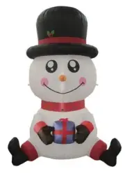 8' Tall Sitting Snowman w/ Gift Inflatable LED Light Outdoor Yard Holiday Decor