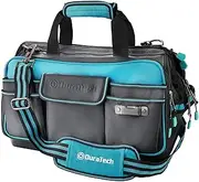 [DURATECH] 18-inch Mouth Tool Bag, Large Storage 32 Pocket Tool Bag Organizer with Water Proof Molded Base, Adjustable Strap, Clip Design, 840D Oxford Fabric