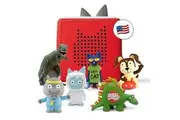 Tonies for Teachers Audio Player Starter Kit with Pete The Cat, Healthy Habits, Laurie Berkner, National Geographic Dinosaur, and Yeti - Red