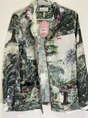 long sleeve peter alexander satin pj top tree forest bnwt