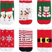 [HJYDGJ] 6 Pairs of Christmas Socks Children's Socks Christmas Children Funny Christmas Socks Christmas Socks Toddler Winter Warm Socks Cotton Socks Suitable for 1-3 Years, red, 22