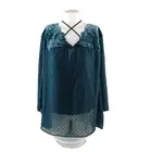 NWT STYLE&CO Embroidered Floral Eyelet Blouse W/ Cami XXL(20-22) Teal Chiffon