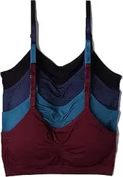 [Kalon] 4 Pack Nylon Spandex Removable Pads Comfort Seamless Bras