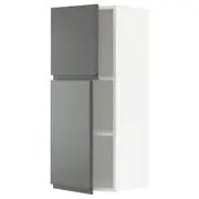 METOD wall cabinet with shelves/2 doors, white/Voxtorp dark grey, 40x37x100 cm