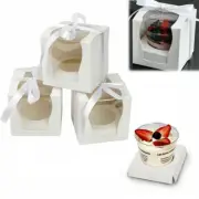 Up To 60Pcs Cupcake Boxes Xmas Party Single Cake Packaging Gift Box With Ribbon