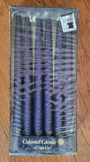 New Sealed Box/12 Colonial Candles Cape Cod 12" Hand Dipped Taper Candles Navy