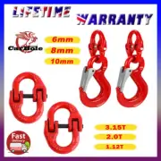 Pair 6-7/8-10mm Hammerlock Eye Sling Hook Safety Chain Caravan Trailer Connector