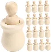 DOITOOL DIY Wooden Peg Dolls Kit 20pcs Unpainted Wooden Dolls for Boys and Girls Art Craft