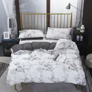 Grey White Marble Quilt Doona Duvet Cover Pillow Case Set