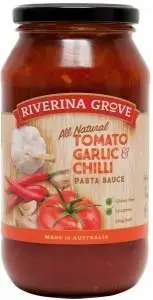 Riverina Grove Tomato Garlic Chili Pasta Sauce G/F 500g