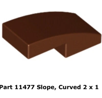 Lego 1x 11477 Reddish Brown Slope, Curved 2 x 1 75290
