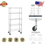 5-Shelf Heavy Duty Chrome Storage Unit with 4'' Casters - Adjustable and Mobile