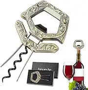 LUCYLANKER Corkscrew Old Wine, Ah So Wine Opener for Vintage Bottles, Two Prong Corkscrew Remover with Beer Bottle Opener, Waiter Corkscrew, Wine Connoisseur Collector for Uncorking (Bronze)