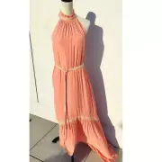 Ramy Brook, LLC(M)NWT peach rose halter bohemian sleeveless ruffled collar dress