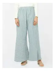 [Keegan] Refraction Wide Leg Pants in Green/White Stripe