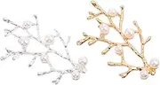Retro Tree Branch Pearl Charms 10pcs Diy Craft Accessories Headwear Embellishments for Decorative Ornaments Desktop