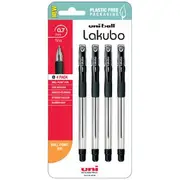 Uni Lakubo Ballpoint Pens 0.7mm Black 4 Pack