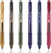 BAYTORY 6 Pcs Colored Gel Pens, Retractable Vintage Ink Smooth Writing Fine Point Pen, Colorful Quick Dry Ink Pens for Writing Drawing Journaling Note Taking (Vintage)