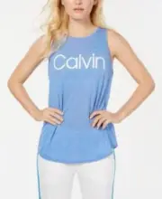 Calvin Klein Performance Logo Keyhole-Back Tank Top-Blue XS