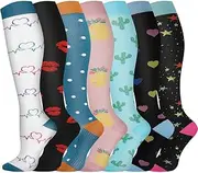 Pnosnesy Compression Socks, (7 Pairs) for Men & Women 15-20 mmHg is Best for Athletics, Running, Flight Travel, Support