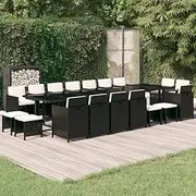 Garden Patio Dining Set with Cushions, Wicker Rattan Table and Chairs for Outdoor, Balcony, Porch, Small Set - 19 Piece
