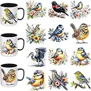 XRTHGS 12PCS UV DTF Cup Wrap,UV DTF Transfer Paper Suitable for Mugs, Glasses, Notebooks, Computers, Tables and Chairs, etc (Spring Birds)