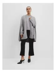 [Country Road] Organically Grown Cotton Blend Pocket Cape in Light Grey Marle