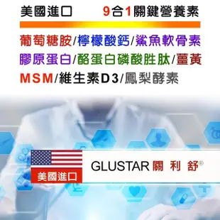 【IVITAL艾維特】美國進口 GLUSTAR關利舒 葡萄糖胺膠原軟骨素加強錠(120錠×2瓶送B群組)