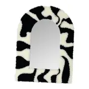 11.8x8.8 inch Arched Black and White Zebra Print Wall Mounted Mirror, Flannel