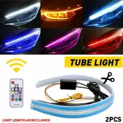 2X RGB LED DRL Strip Headlight Turn Light Eyebrow Signal Lamp 24"/60CM 2835 SMD (for: Daewoo)