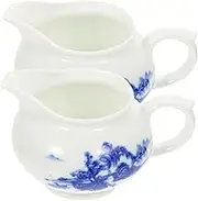 Didiseaon 2Pcs Blue and White Ceramic Sauce Dispenser Elegant Gravy Boat for Condiments for Restaurants Home Dining and Outdoor Gatherings