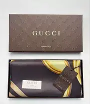 New Gucci Unisex Scarf Horsebit Equestrian Brown Silk Wrap with Gucci Gift Box