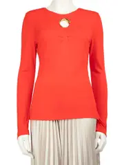Cavalli Class Red Pleated Detail Snake Top