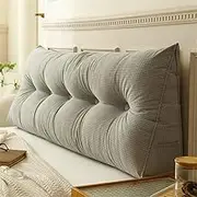 Wedge Pillows ，Lumbar Support Pillow，Headboard Reading Pillow, Triangular Headboard Cushion，for Bed Sofa Tatami, Washable Daybed Triangle Bolster Cushion(Gray,200x40x12cm)