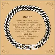 [Generic] Daddy Gift. Best Thank You Gifts for Daddy, I Love You Even More. Appreciation Gifts, Cuban Link Chain Bracelet with Message Card for Daddy, Small, Silver Plated Zinc, Cubic Zirconia