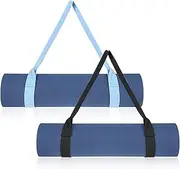 2 Pieces Yoga Mat Straps for Carrying, Black and Light Blue Yoga Mat Carrier Multi Purpose Adjustable Mat Holder Sling for Most Size Mats (Yoga Mat Not Included), Black & Light Blue