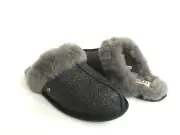 UGG SCUFFETTE II SPARKLE BLACK WOOL SHEARLING LINED SLIPPER US 6 / EU 37 / UK 4