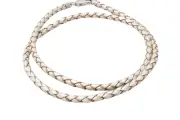 Pearl Leather Necklace Braided Cord Rhodium-Plated Sterling Silver Clasp 3MM