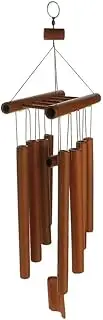 Hand-Crafted Bamboo Tubes Wind Chimes Hollow Tuned Music Natural Bamboo Wind Chime with a Ladder on Top for Indoor and Outdoor Chimes