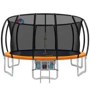 Everfit 16FT Trampoline Round Trampolines With Basketball Hoop Kids Present Gift Enclosure Safety Net Pad Outdoor Orange