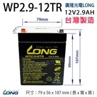 在飛比找蝦皮購物優惠-[永固電池] 廣隆 LONG WP2.9-12TR 12V 