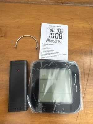 LCD Digital Thermometer Clock Indoor/Outdoor Wireless Temperature Meter Gauge