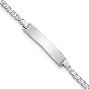 [JewelryWeb] 4.2mm 14k White Gold Flat Curb Link ID Bracelet 14 Centimeters Identification-Bracelet