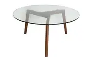 SK Designer Living | Stad Round Glass Coffee Table | Walnut